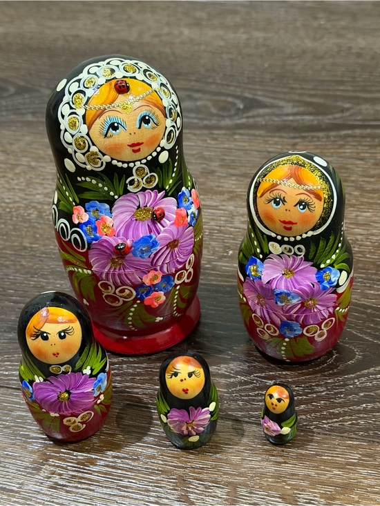 Matryoshka Other - Matryoshka Hand-Painted multi color Russian Nesting Dolls 5 total